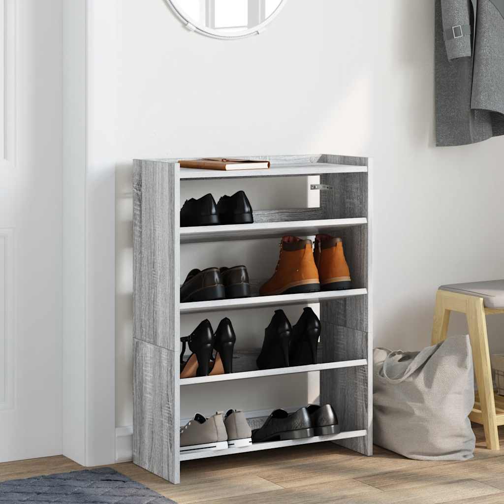 vidaXL Shoe Rack Grey Sonoma 60x25x81 cm Engineered Wood