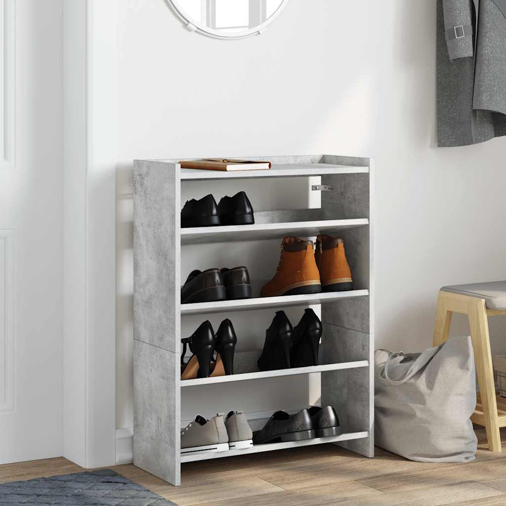 vidaXL Shoe Rack Concrete Grey 60x25x62 cm Engineered Wood