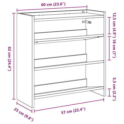vidaXL Shoe Rack Concrete Grey 60x25x62 cm Engineered Wood