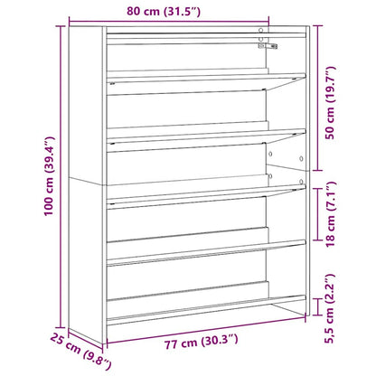 vidaXL Shoe Rack White 80x25x100 cm Engineered Wood