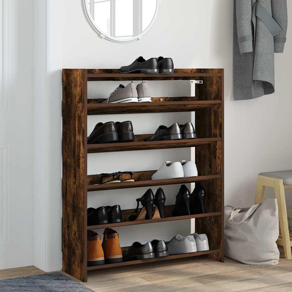 vidaXL Shoe Rack Smoked Oak 80x25x100 cm Engineered Wood