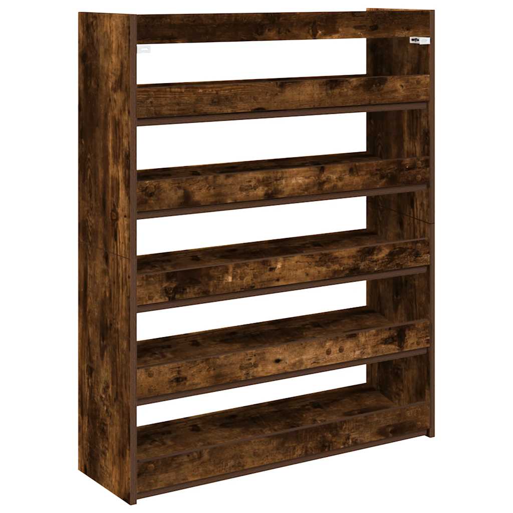 vidaXL Shoe Rack Smoked Oak 80x25x100 cm Engineered Wood
