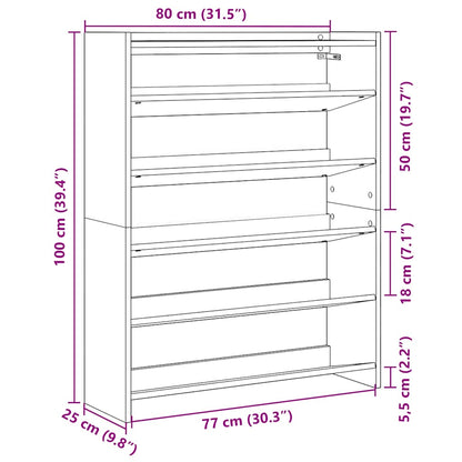 vidaXL Shoe Rack Grey Sonoma 80x25x100 cm Engineered Wood