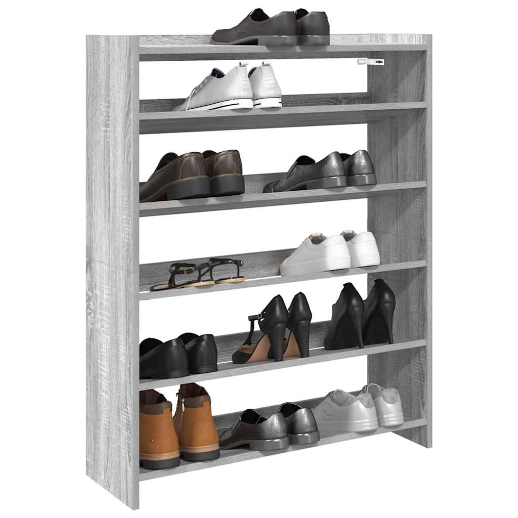 vidaXL Shoe Rack Grey Sonoma 80x25x100 cm Engineered Wood