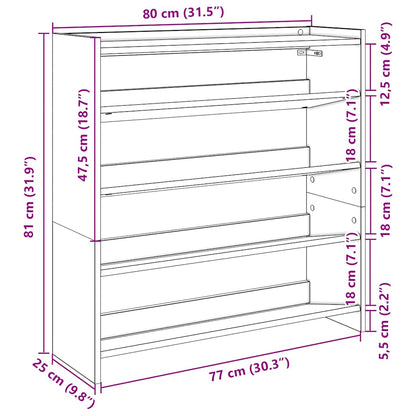 vidaXL Shoe Rack Concrete Grey 80x25x81 cm Engineered Wood