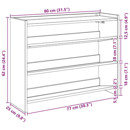 vidaXL Shoe Rack White 80x25x62 cm Engineered Wood