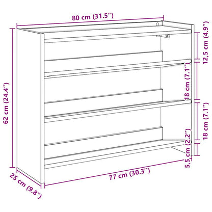 vidaXL Shoe Rack Black 80x25x62 cm Engineered Wood