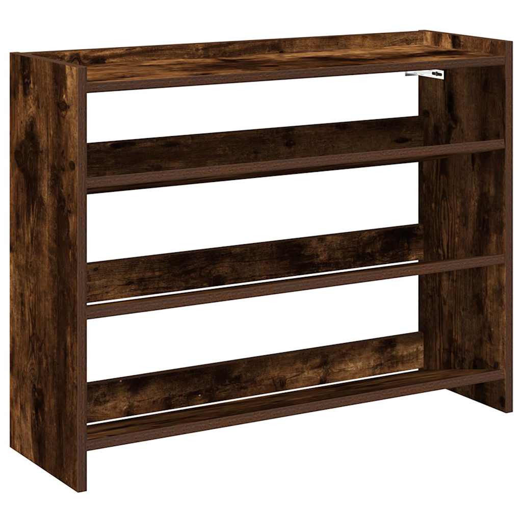 vidaXL Shoe Rack Smoked Oak 80x25x62 cm Engineered Wood