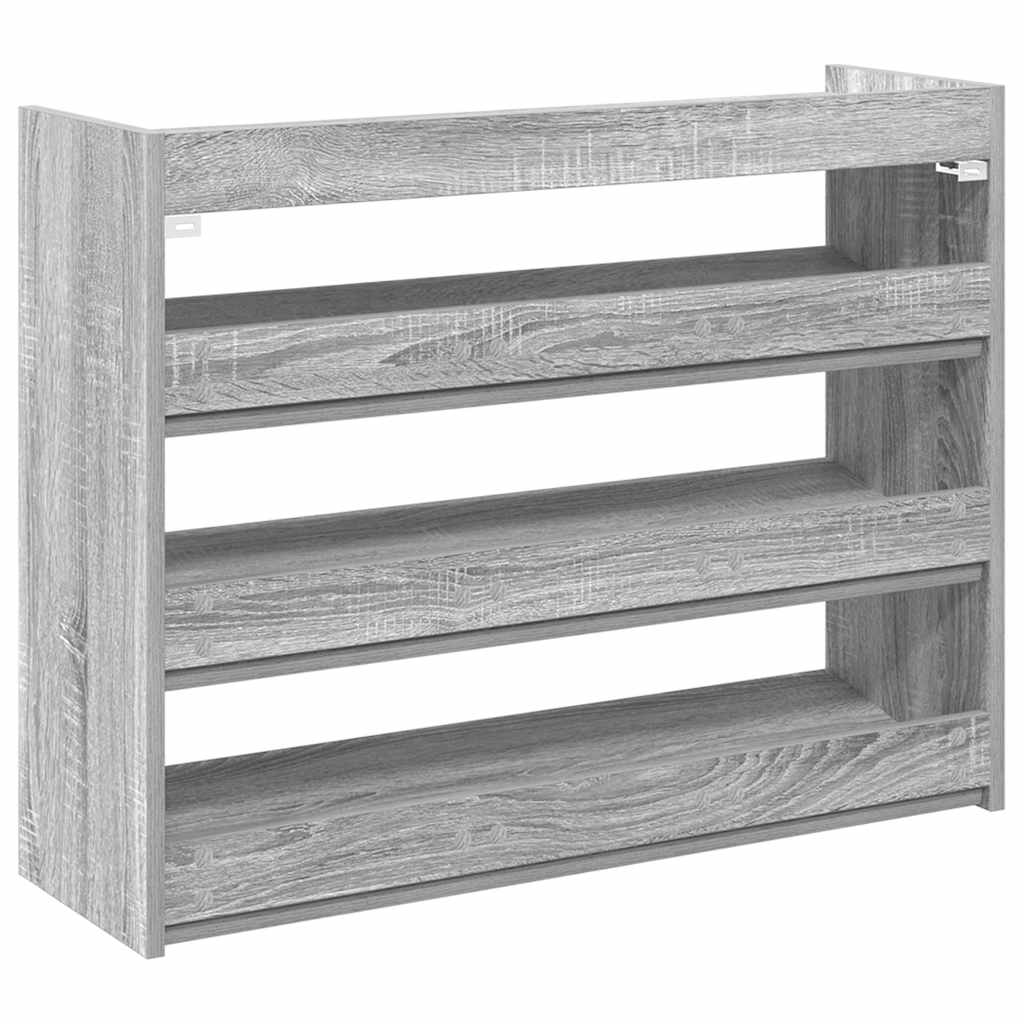 vidaXL Shoe Rack Grey Sonoma 80x25x62 cm Engineered Wood