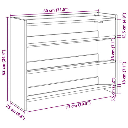 vidaXL Shoe Rack Artisan Oak 80x25x62 cm Engineered Wood