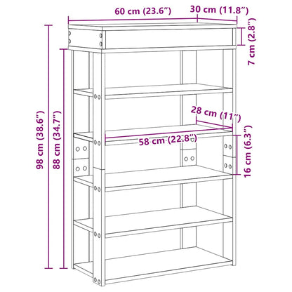 vidaXL Shoe Rack Sonoma Oak 60x30x98 cm Engineered Wood