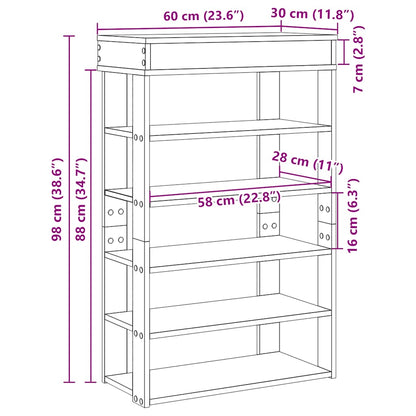 vidaXL Shoe Rack Old Wood 60x30x98 cm Engineered Wood