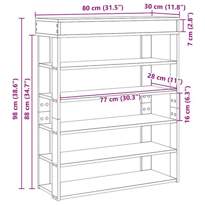 vidaXL Shoe Rack Black 80x30x98 cm Engineered Wood