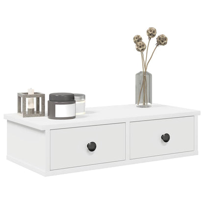 vidaXL Wall Shelf with Drawers White 60x28x15 cm Engineered Wood