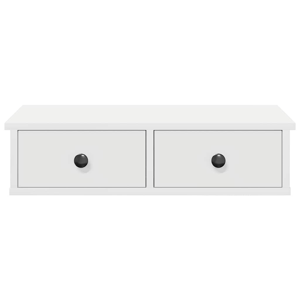 vidaXL Wall Shelf with Drawers White 60x28x15 cm Engineered Wood
