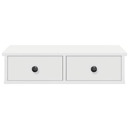 vidaXL Wall Shelf with Drawers White 60x28x15 cm Engineered Wood