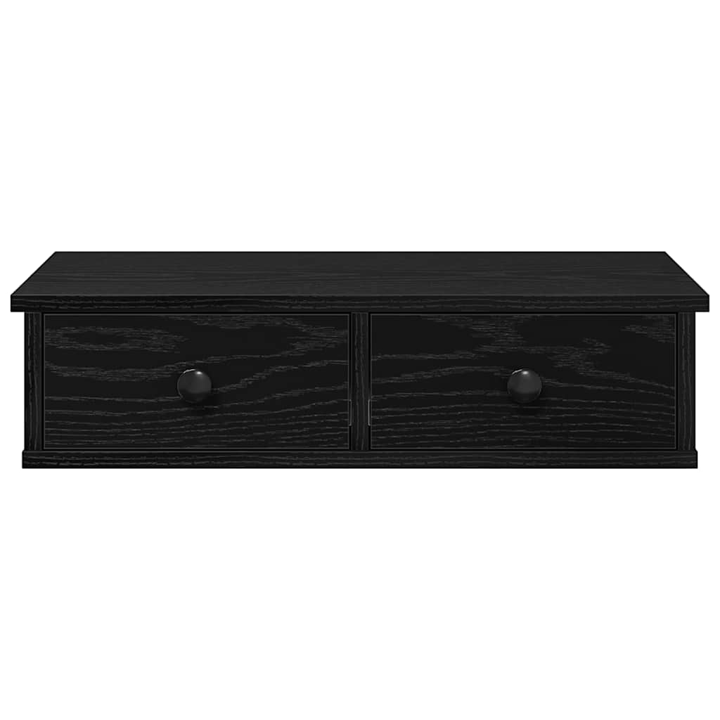 vidaXL Wall Shelf with Drawers Black 60x28x15 cm Engineered Wood
