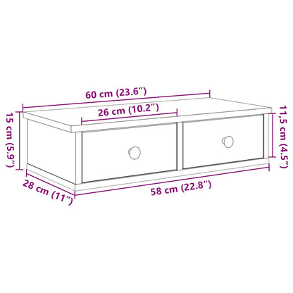 vidaXL Wall Shelf with Drawers Black 60x28x15 cm Engineered Wood