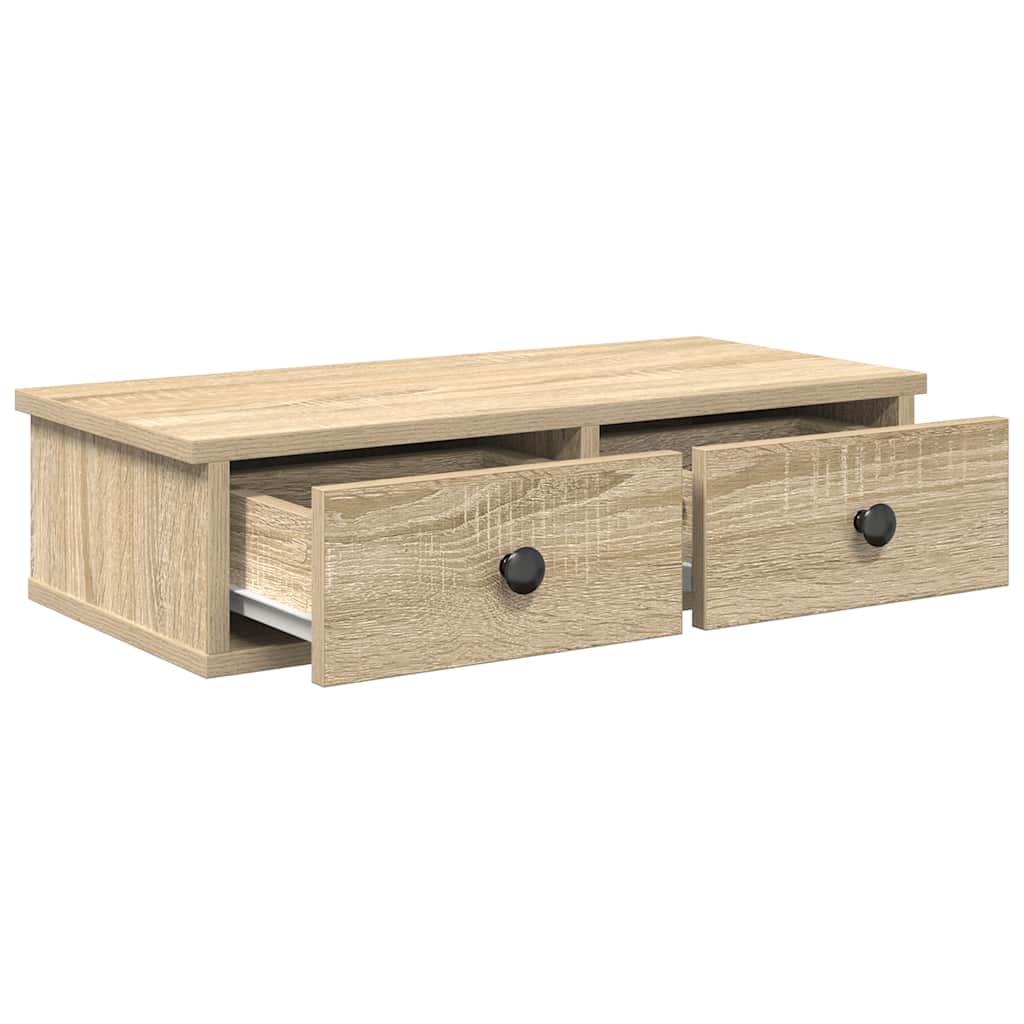 vidaXL Wall Shelf with Drawers Sonoma Oak 60x28x15 cm Engineered Wood