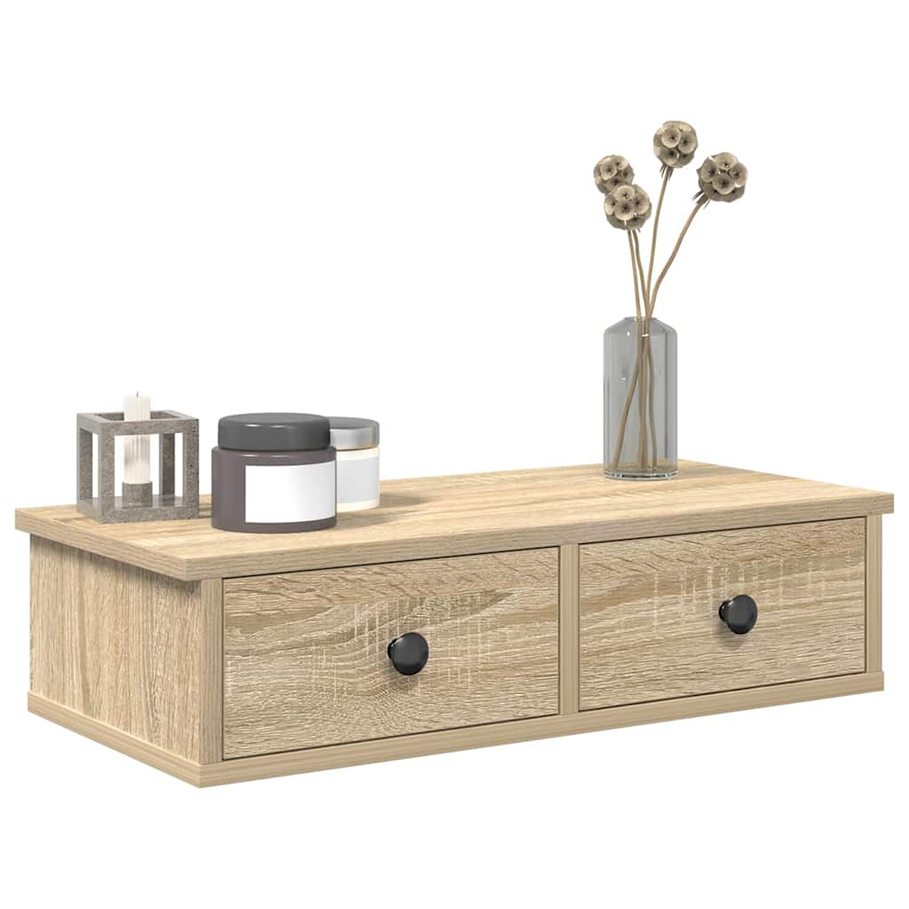 vidaXL Wall Shelf with Drawers Sonoma Oak 60x28x15 cm Engineered Wood