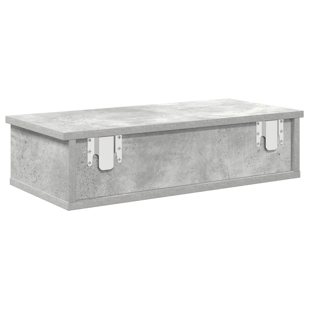 vidaXL Wall Shelf with Drawers Concrete Grey 60x28x15 cm Engineered Wood