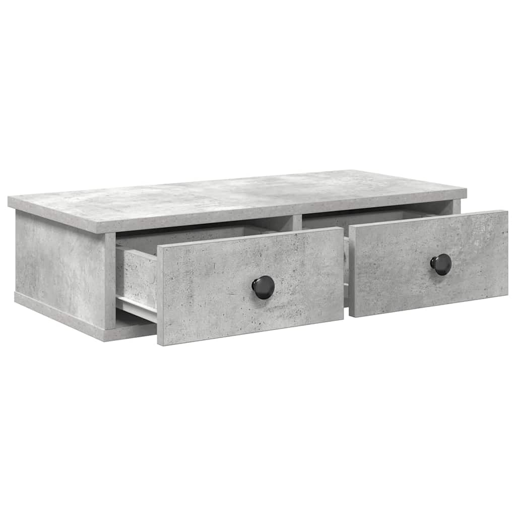 vidaXL Wall Shelf with Drawers Concrete Grey 60x28x15 cm Engineered Wood