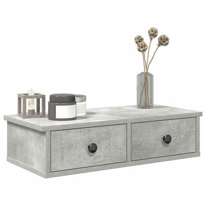 vidaXL Wall Shelf with Drawers Concrete Grey 60x28x15 cm Engineered Wood