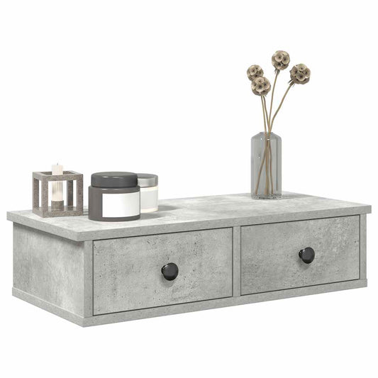 vidaXL Wall Shelf with Drawers Concrete Grey 60x28x15 cm Engineered Wood