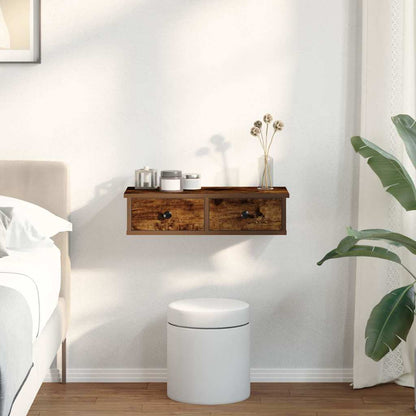 vidaXL Wall Shelf with Drawers Smoked Oak 60x28x15 cm Engineered Wood