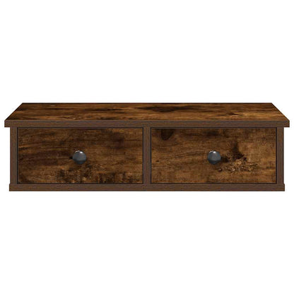 vidaXL Wall Shelf with Drawers Smoked Oak 60x28x15 cm Engineered Wood