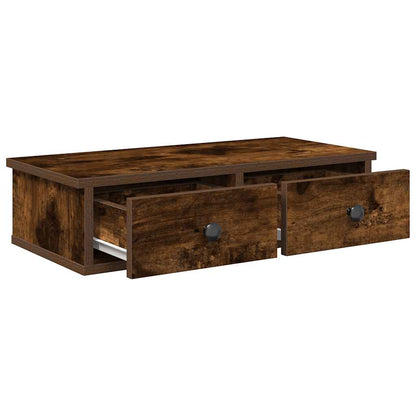 vidaXL Wall Shelf with Drawers Smoked Oak 60x28x15 cm Engineered Wood