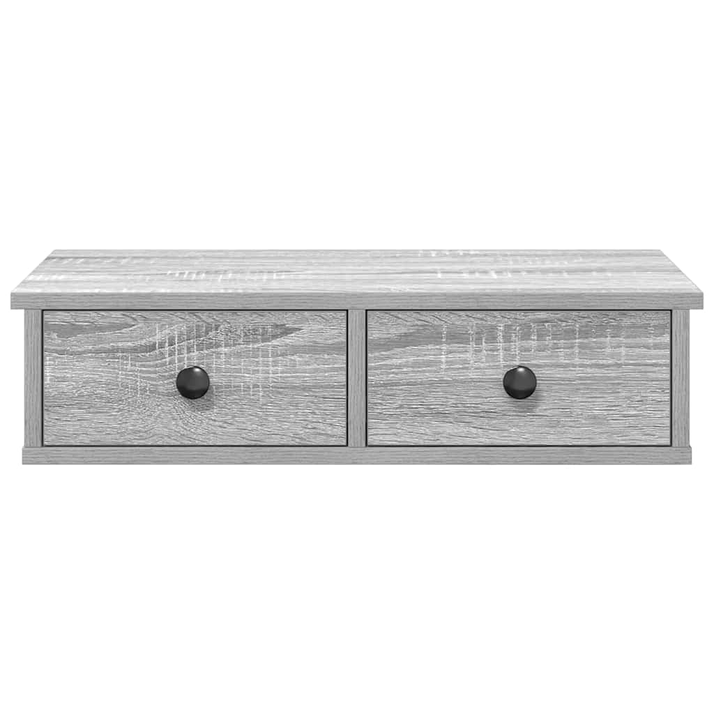 vidaXL Wall Shelf with Drawers Grey Sonoma 60x28x15 cm Engineered Wood