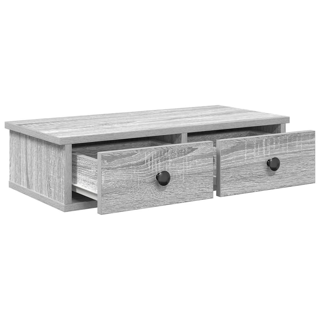 vidaXL Wall Shelf with Drawers Grey Sonoma 60x28x15 cm Engineered Wood