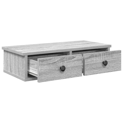 vidaXL Wall Shelf with Drawers Grey Sonoma 60x28x15 cm Engineered Wood