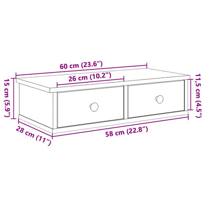 vidaXL Wall Shelf with Drawers Grey Sonoma 60x28x15 cm Engineered Wood