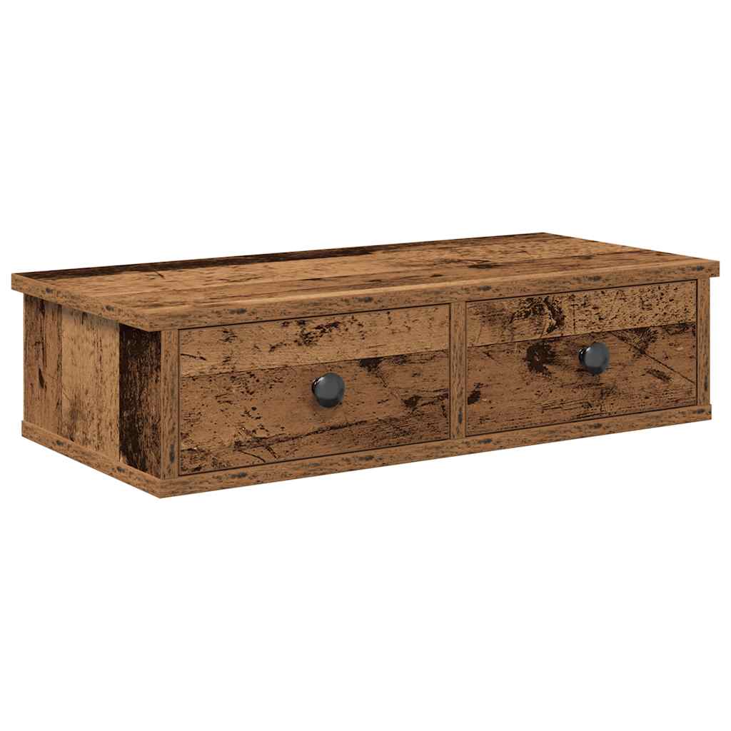 vidaXL Wall Shelf with Drawers Old Wood 60x28x15 cm Engineered Wood