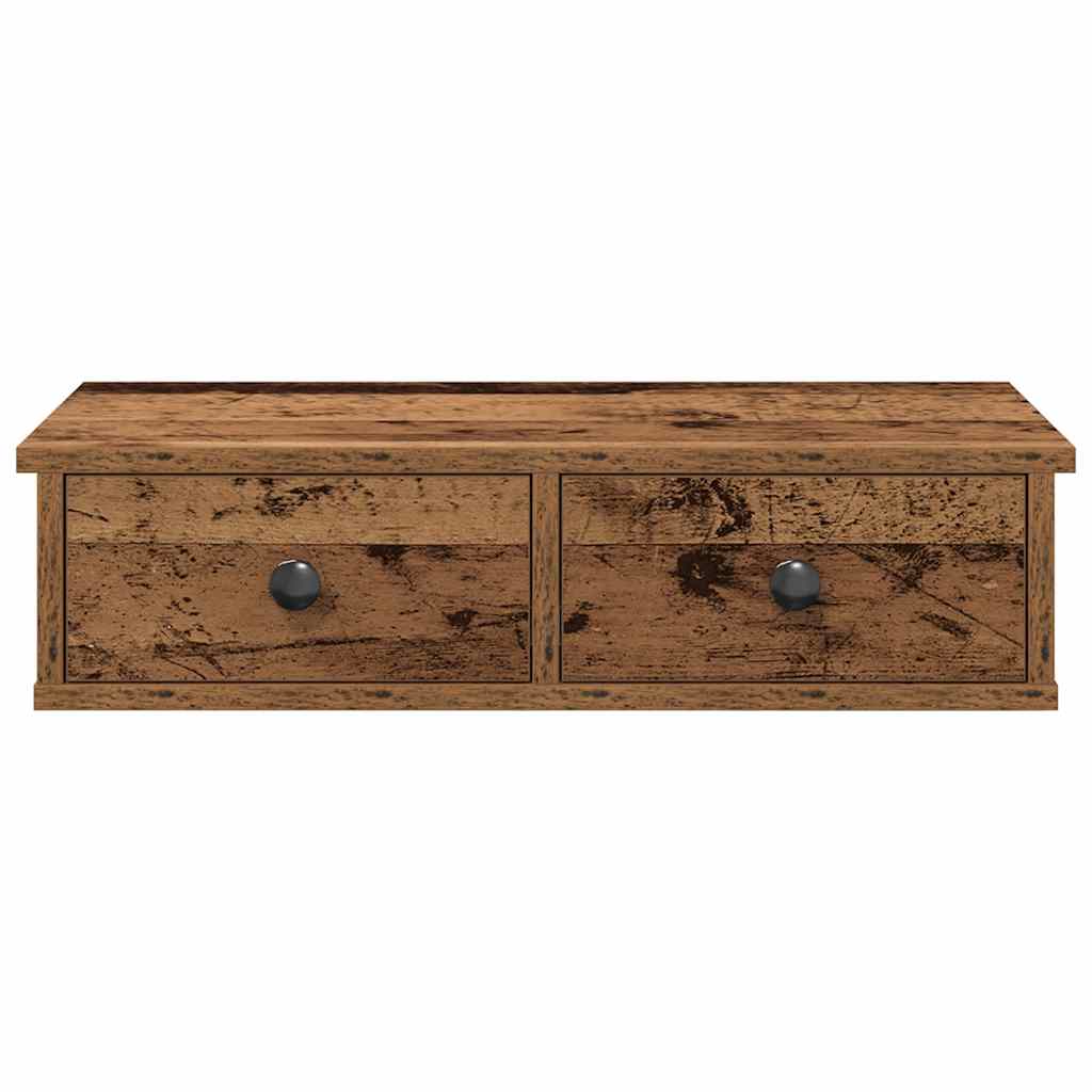 vidaXL Wall Shelf with Drawers Old Wood 60x28x15 cm Engineered Wood