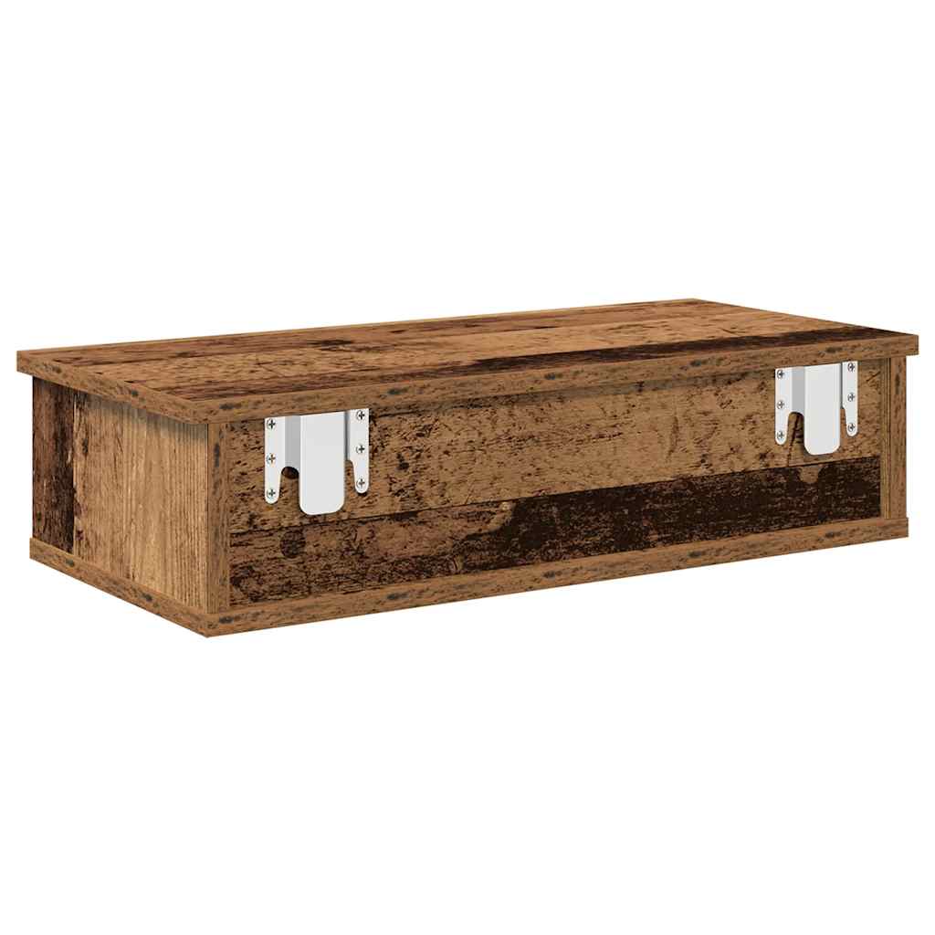 vidaXL Wall Shelf with Drawers Old Wood 60x28x15 cm Engineered Wood