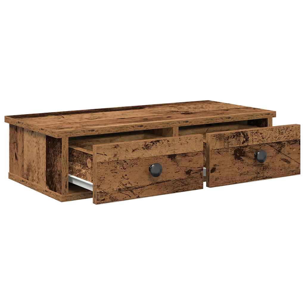vidaXL Wall Shelf with Drawers Old Wood 60x28x15 cm Engineered Wood