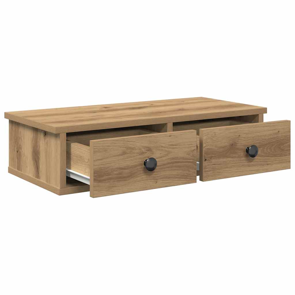 vidaXL Wall Shelf with Drawers Artisian Oak 60x28x15 cm Engineered Wood