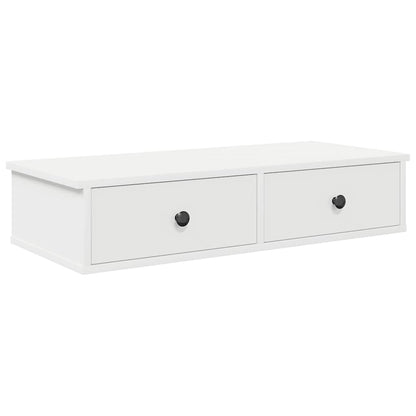 vidaXL Wall Shelf with Drawers White 80x34x17 cm Engineered Wood