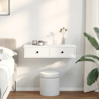 vidaXL Wall Shelf with Drawers White 80x34x17 cm Engineered Wood