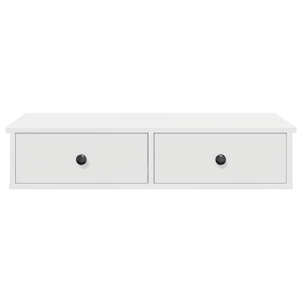 vidaXL Wall Shelf with Drawers White 80x34x17 cm Engineered Wood