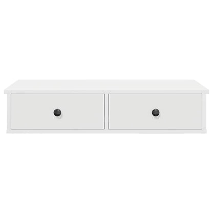 vidaXL Wall Shelf with Drawers White 80x34x17 cm Engineered Wood