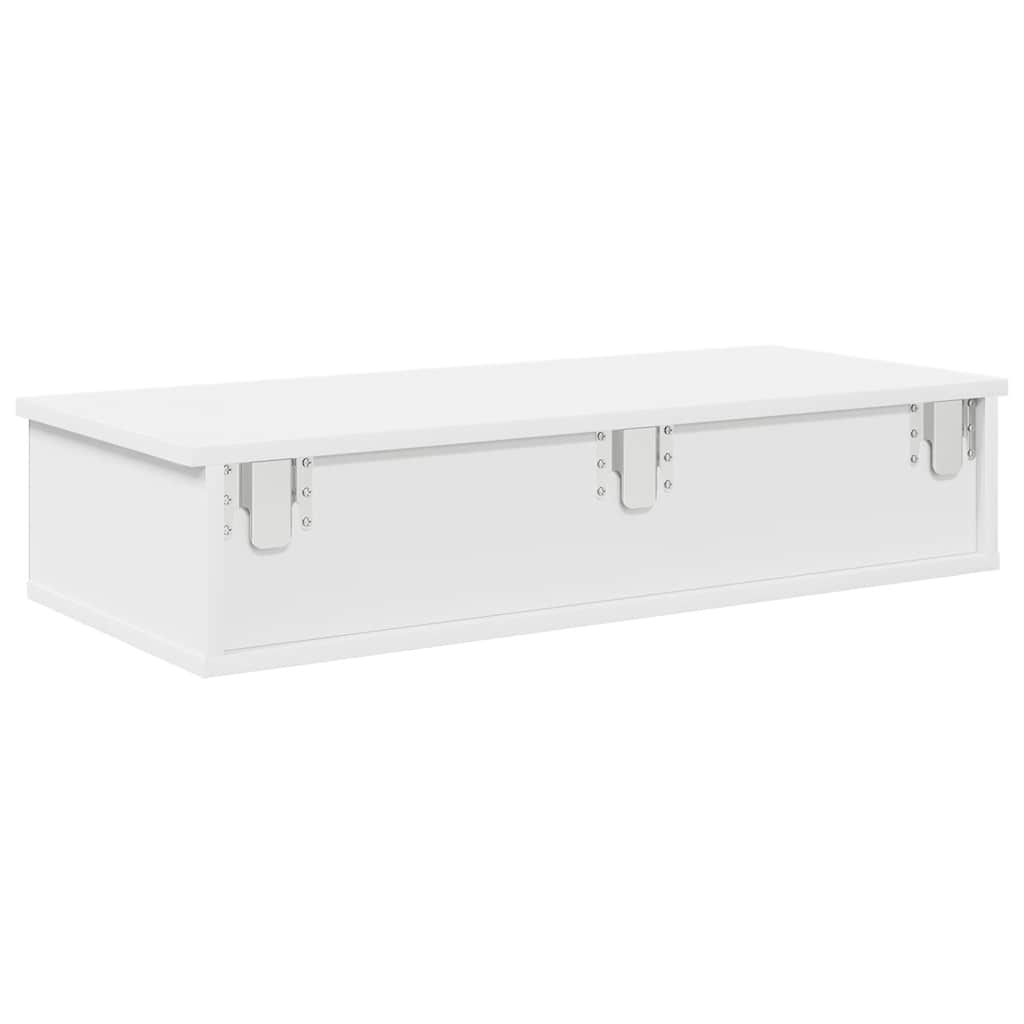 vidaXL Wall Shelf with Drawers White 80x34x17 cm Engineered Wood