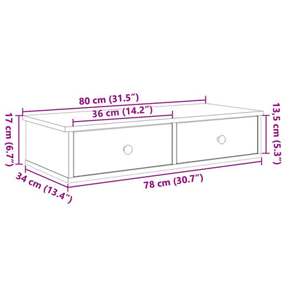 vidaXL Wall Shelf with Drawers White 80x34x17 cm Engineered Wood