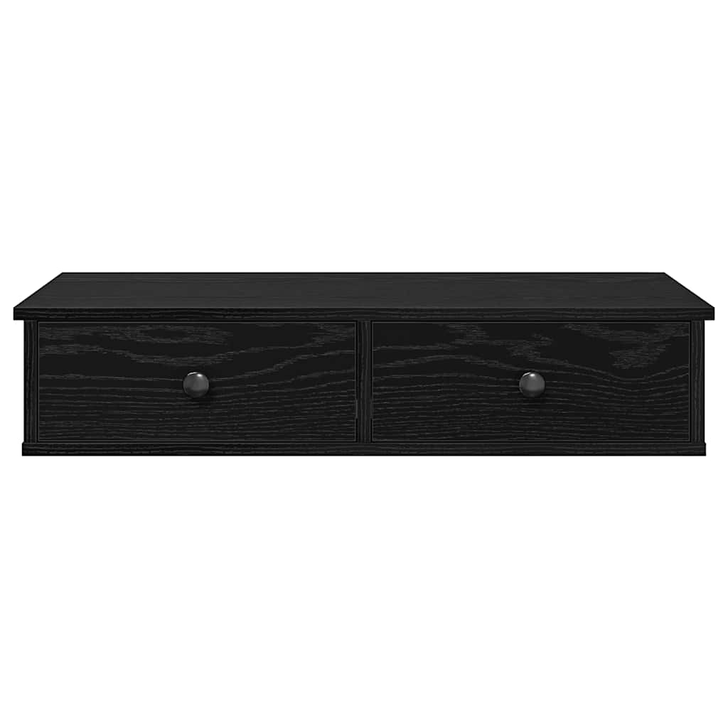 vidaXL Wall Shelf with Drawers Black 80x31x17 cm Engineered Wood