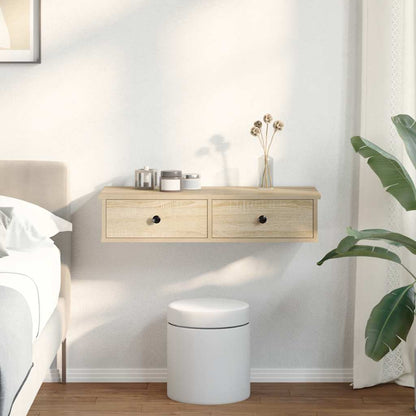 vidaXL Wall Shelf with Drawers Sonoma Oak 80x34x17 cm Engineered Wood