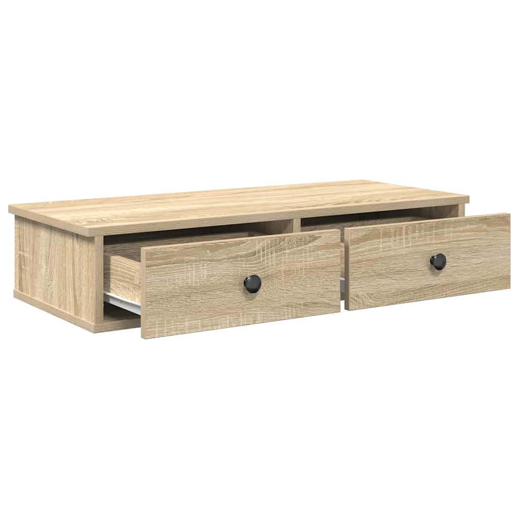vidaXL Wall Shelf with Drawers Sonoma Oak 80x34x17 cm Engineered Wood