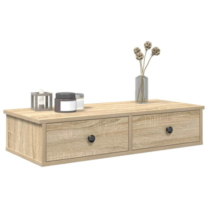 vidaXL Wall Shelf with Drawers Sonoma Oak 80x34x17 cm Engineered Wood